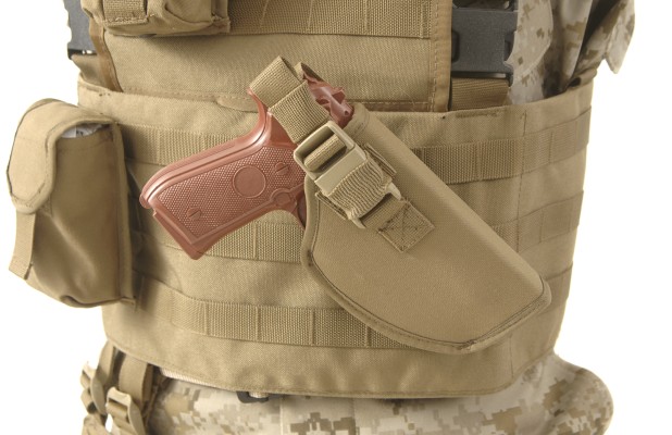 Canted MOLLE Tactical Holster - Right Coyote